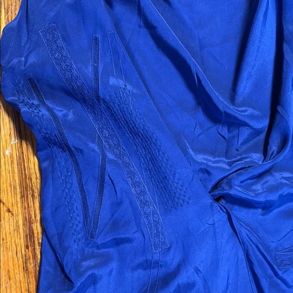 VANESSA BRUNO Women's 100% Silk Blue Slouchy Twist Detail Mini Dress‎ Size 36 - Picture 3 of 11